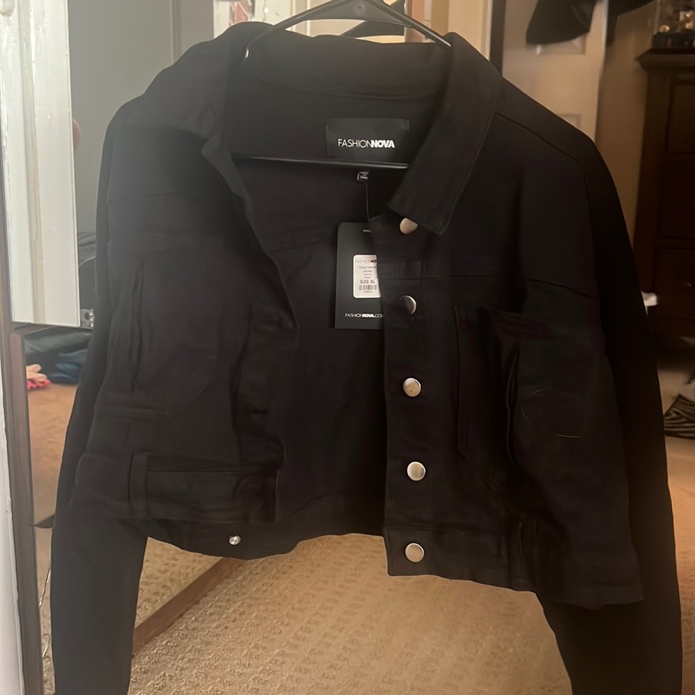Fashion nova black jean jacket XL